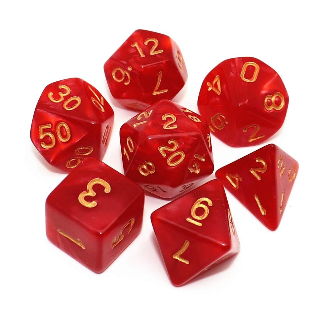 Polyhedral DND Dice Set Carnelian Red Dice for Dungeon and Dragons D&D Pathfi...