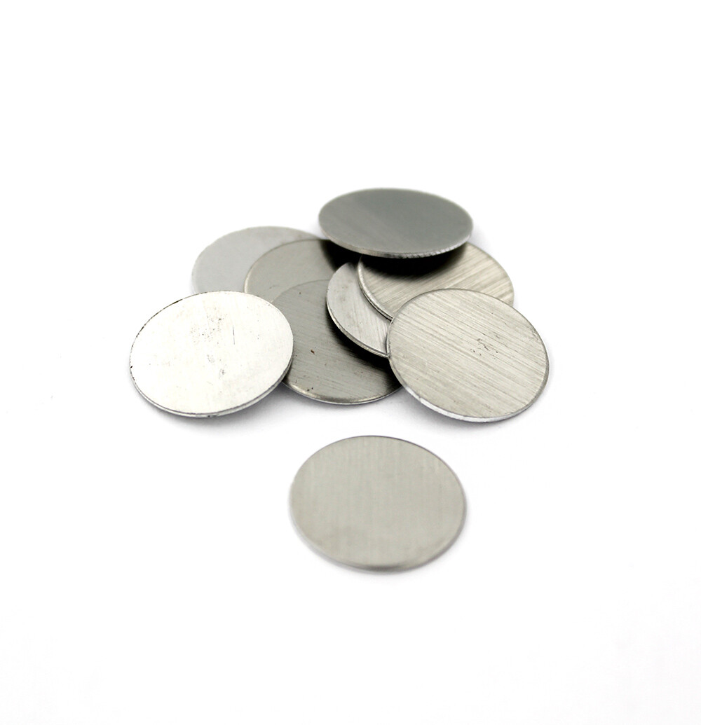 Circle Stamping Blanks - Silver Tone Brushed Aluminum - 19.2mm - 10 Tags - MT458