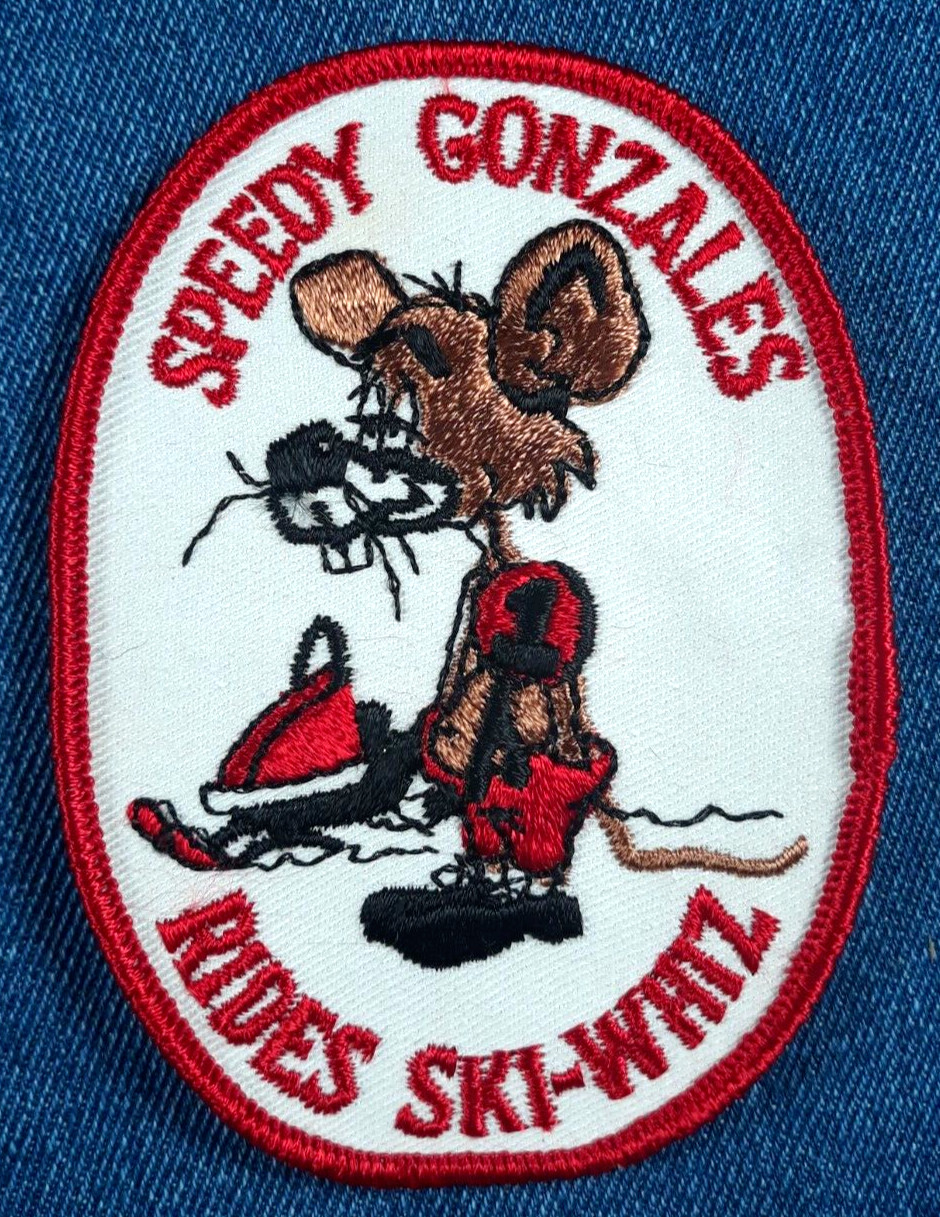 Vintage 70s NOS Speedy Gonzales Rides SKI WHIZ 4" Patch Snowmobile Ski Winter