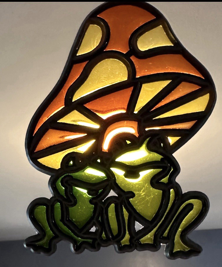 Acrylic Suncatchers Set of 2 - Frogs Under Toadstool /Very Dapper Gentleman Frog