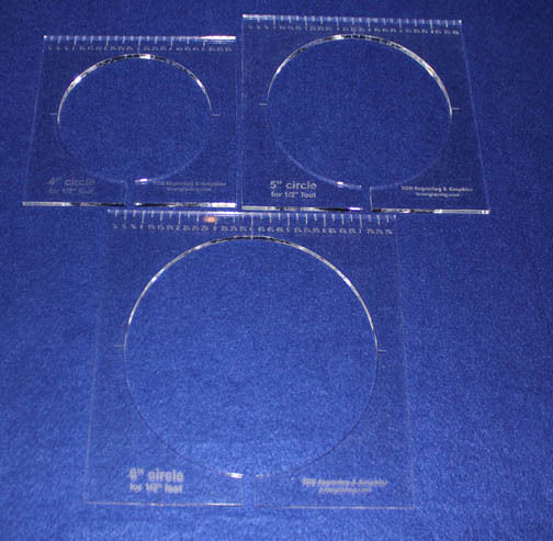 3 Piece Inside Circle Set w/Rulers  1/4" Thick -  Long Arm- For 1/2" Foot