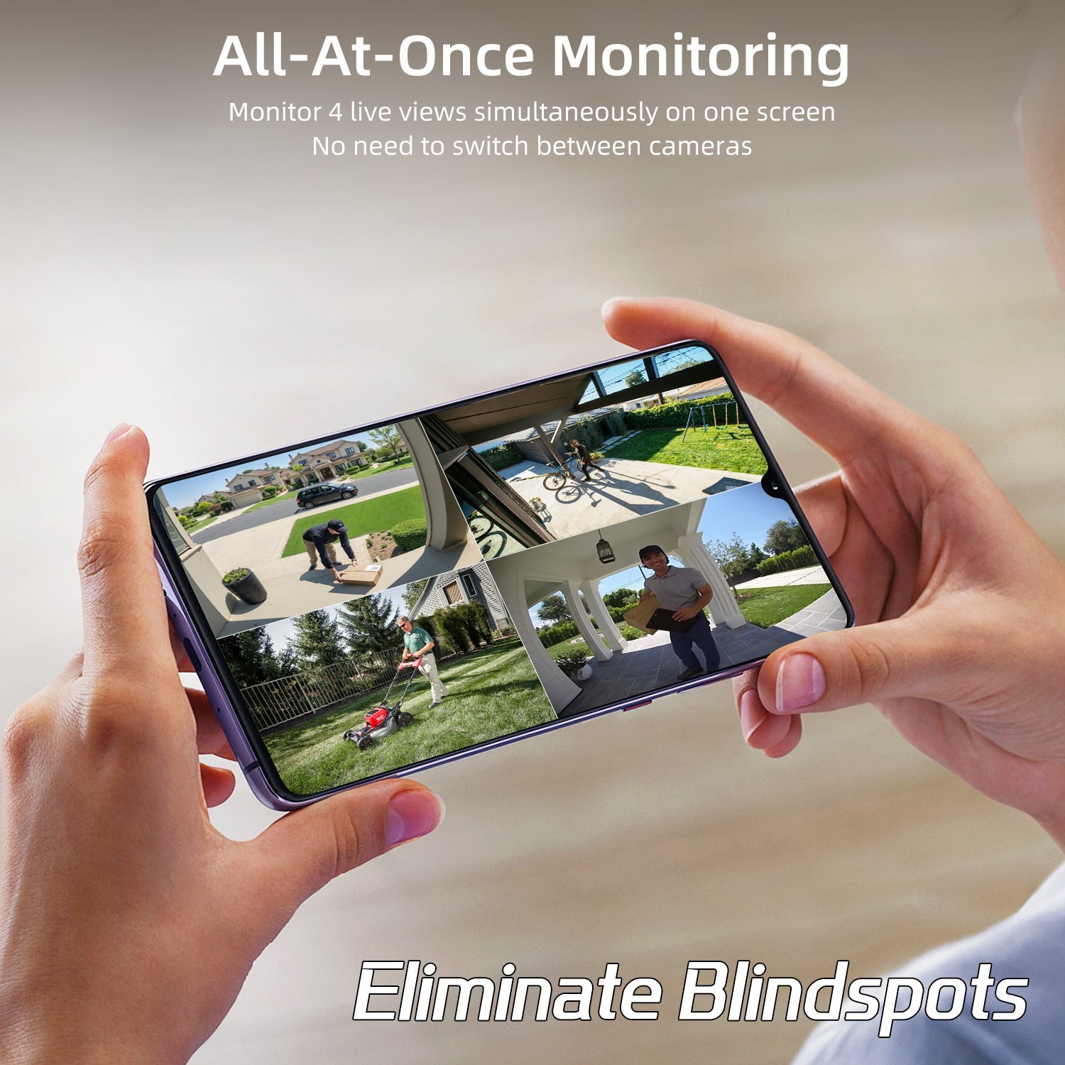 2K Solar Battery Powered Wifi Outdoor Home Security Camera System Wireless