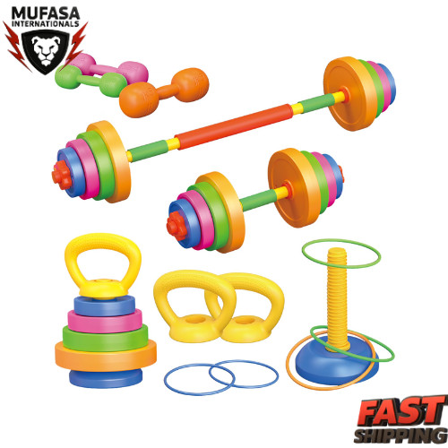 6-in-1 Kids Weight Set Adjustable Dumbbell Barbell Toy Gym Set Gift