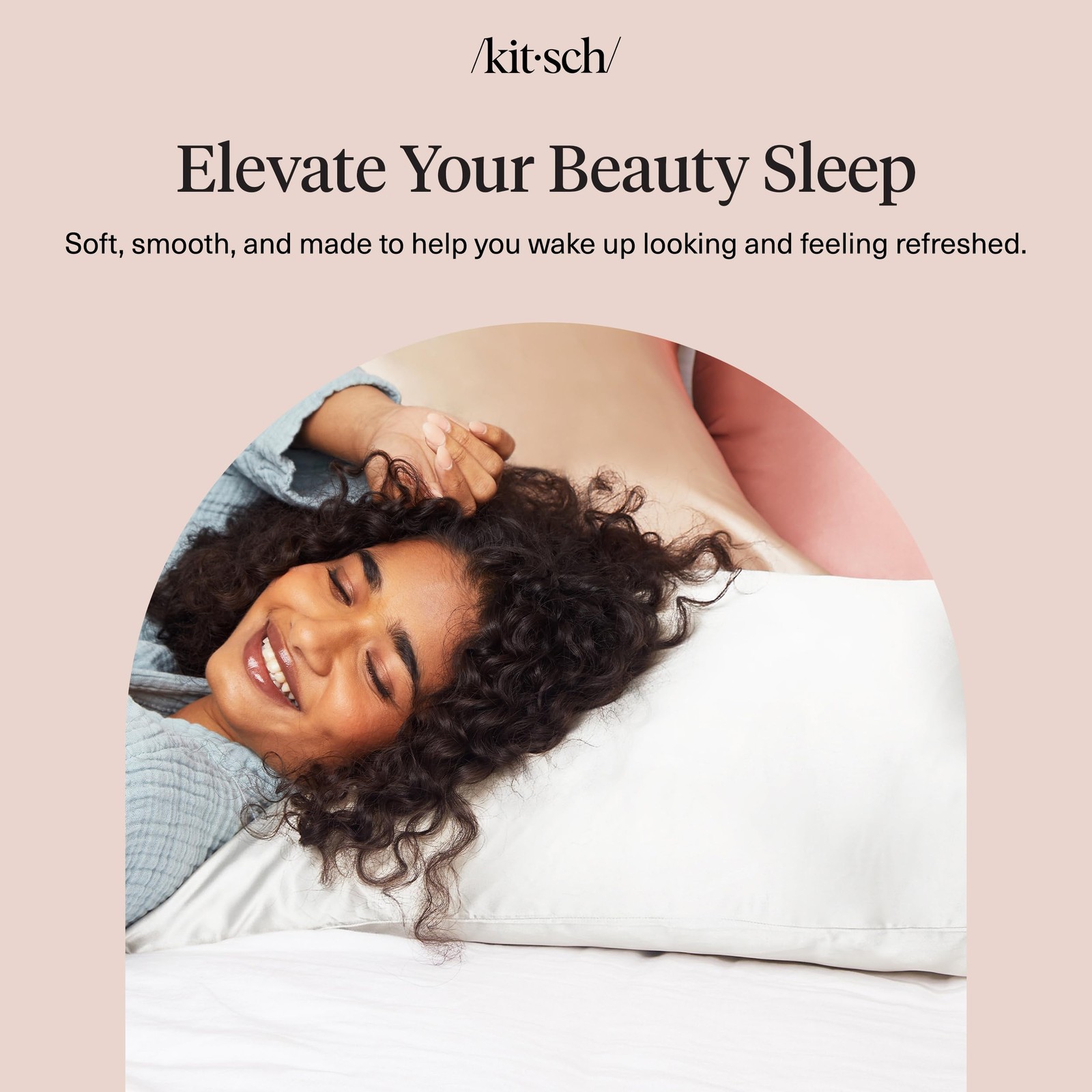 Kitsch Satin Pillowcase with Zipper, Ivory, 19x26 - Soft & Cooling