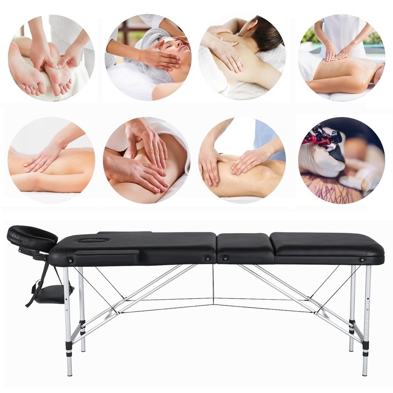 Portable Foldable Spa Bed Adjustable Massage Table Easy Setup W/ Headrest New