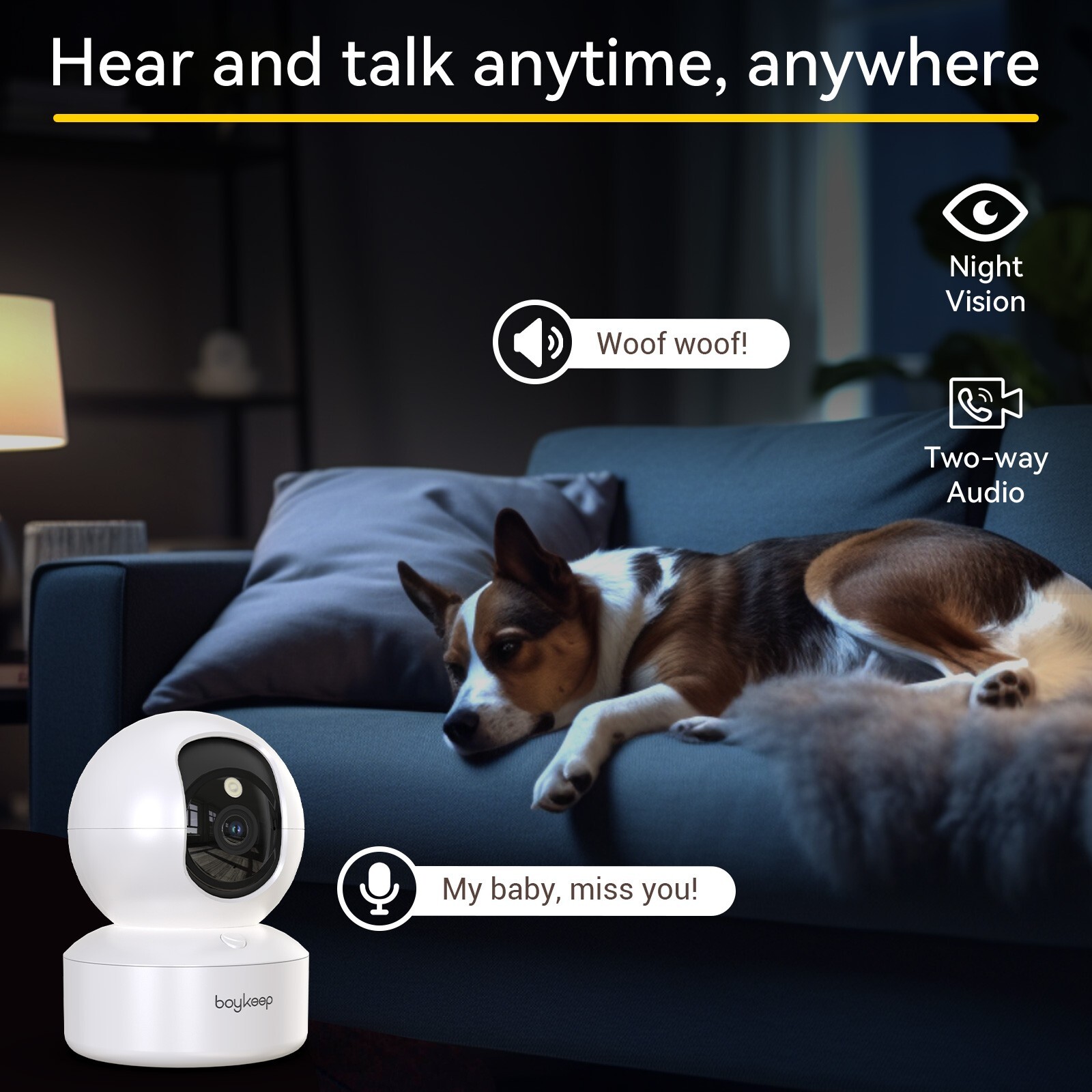 Wireless 5G WiFi Security Camera 2K Smart Home Indoor Night Vision Wired Cam 2PC
