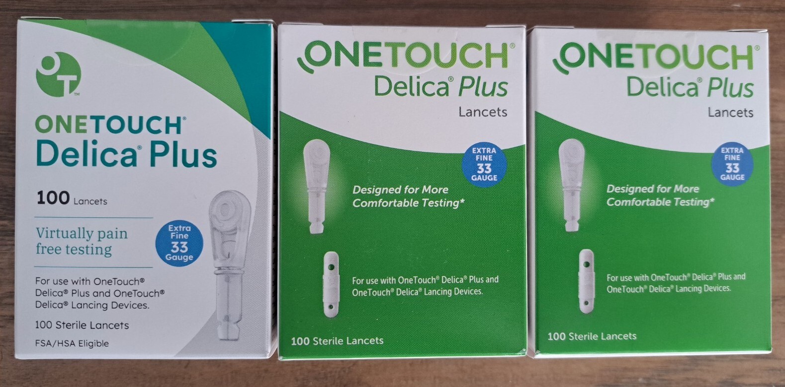 OneTouch Delica Extra Fine 33 Gauge Lancets 3 New Boxes