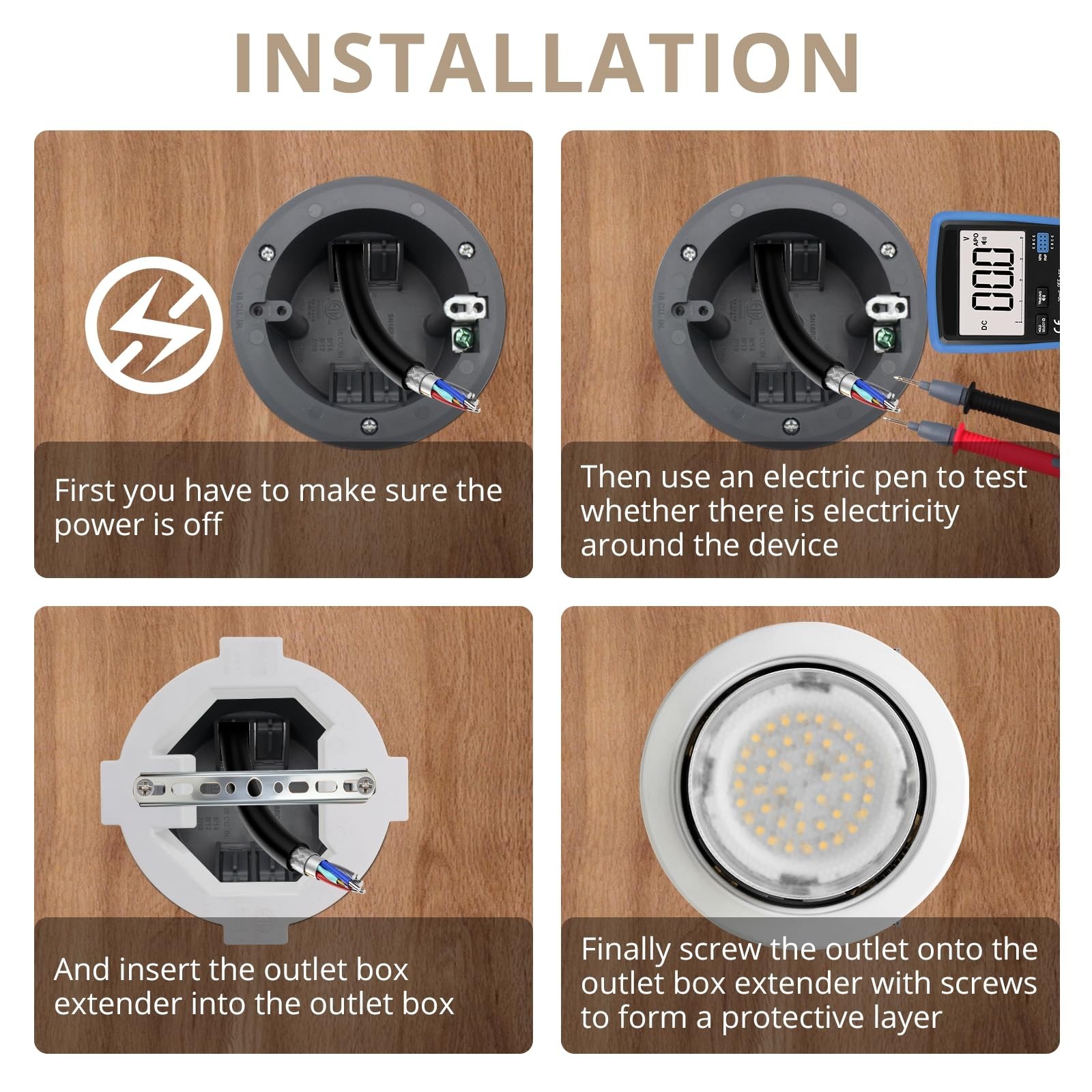 BE1R Outlet Box Extender, cETLus Certified Round Ceiling Box Extender, Extend...