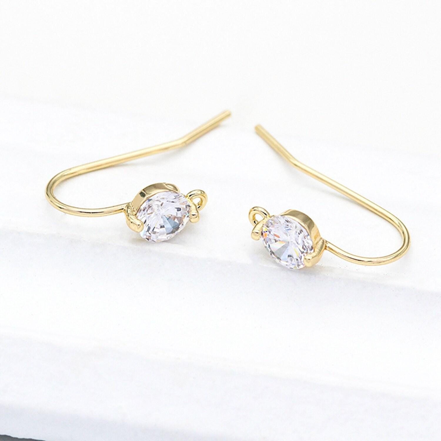 2Pairs 18K Gold Plated Earrings Hook Connector Earrings Component GZX502