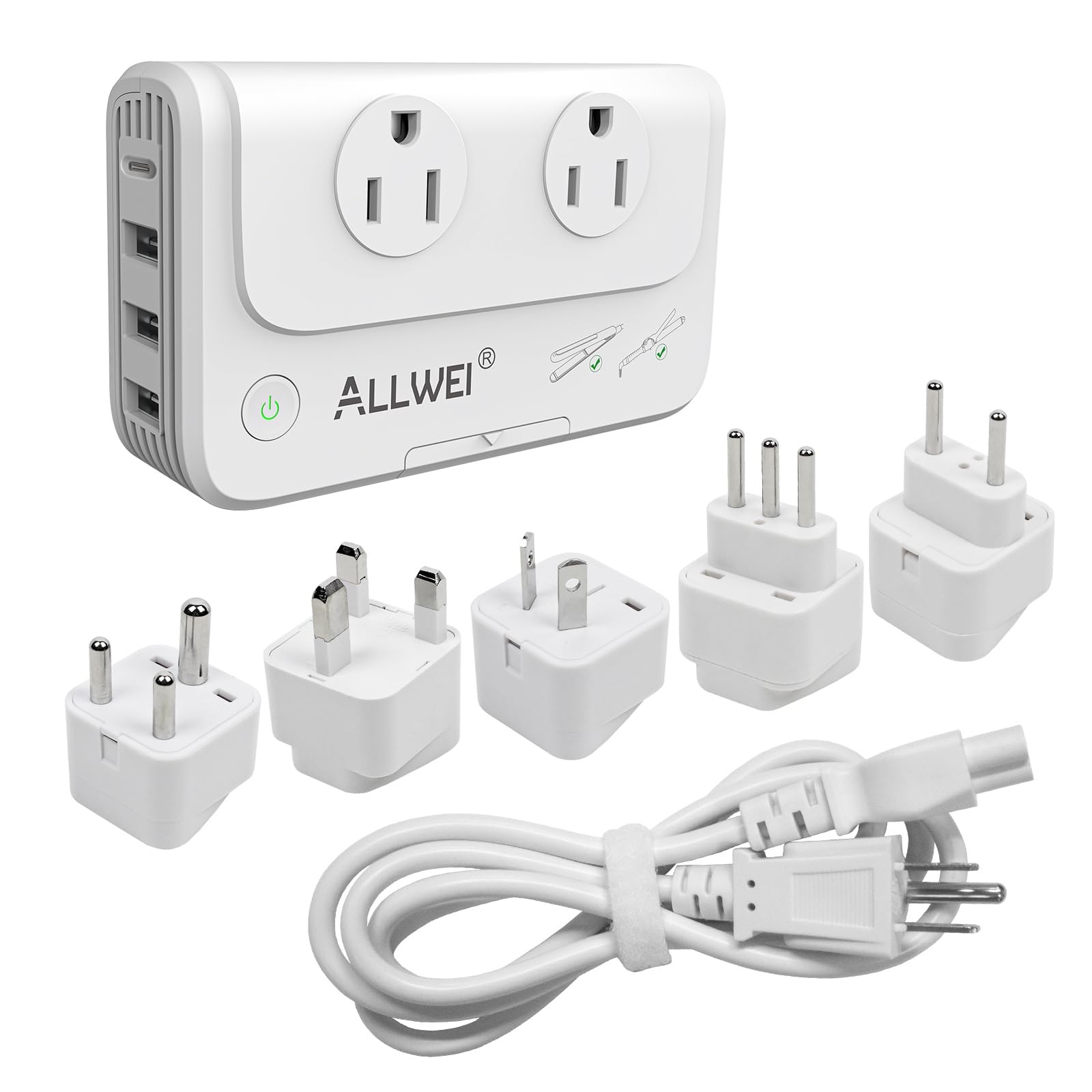 International Travel Adapter 220V to 110V Power Voltage Converter for Hair St...