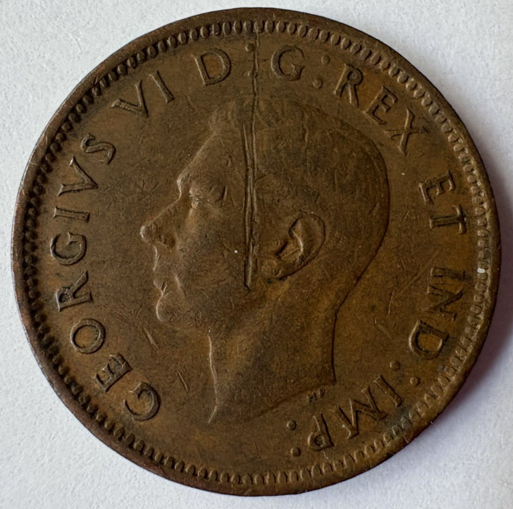 1945 Canada 1 Cent Coin King George VI Maple Leaf