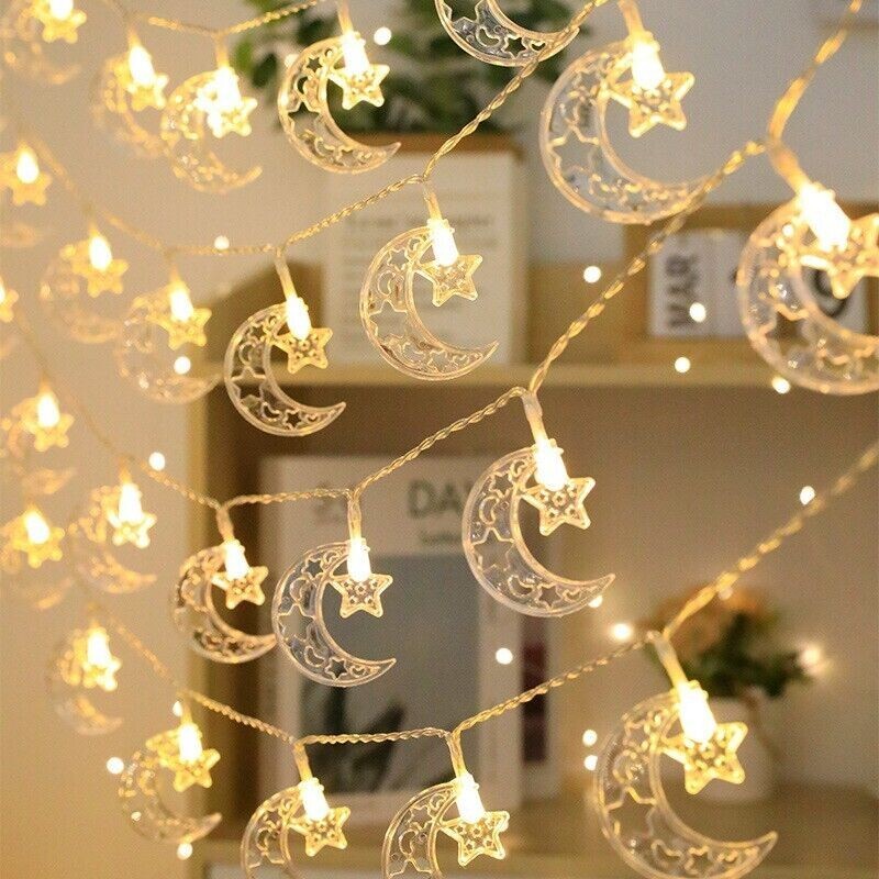 Moon Star String 30 Led 15FT Warm Lights Fairy Ramadan, Xmas, Wedding Decoration