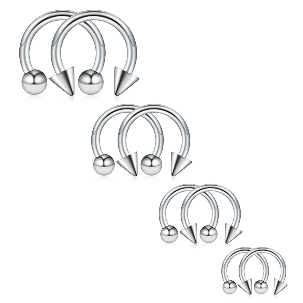 Ruifan 8PCS Surgical Steel CBR Nose Septum Horseshoe Versatile, - Silver