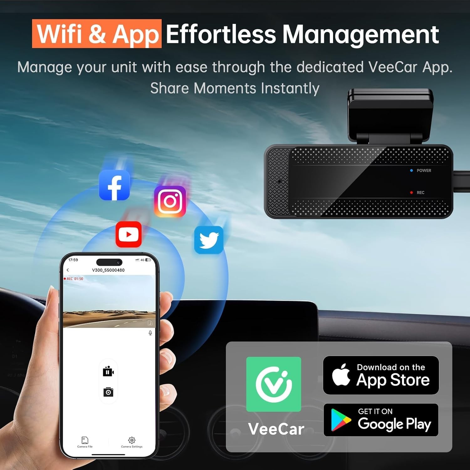 Mini WiFi Dash Cam 1296P with 24/7 Surveillance - Enhanced Night Vision Features