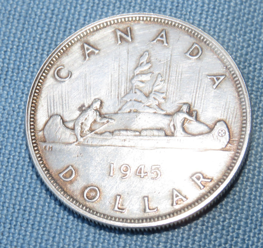 1945 George VI Canada Silver Dollar Voyager Rare Year Extremely Fine