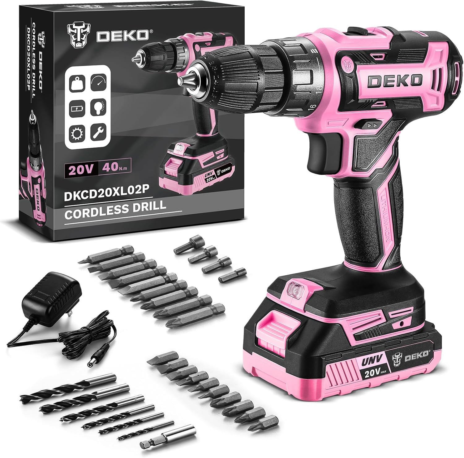 Power Drill Cordless: Cordless Drill 20V Electric Power Drill Set with Battery