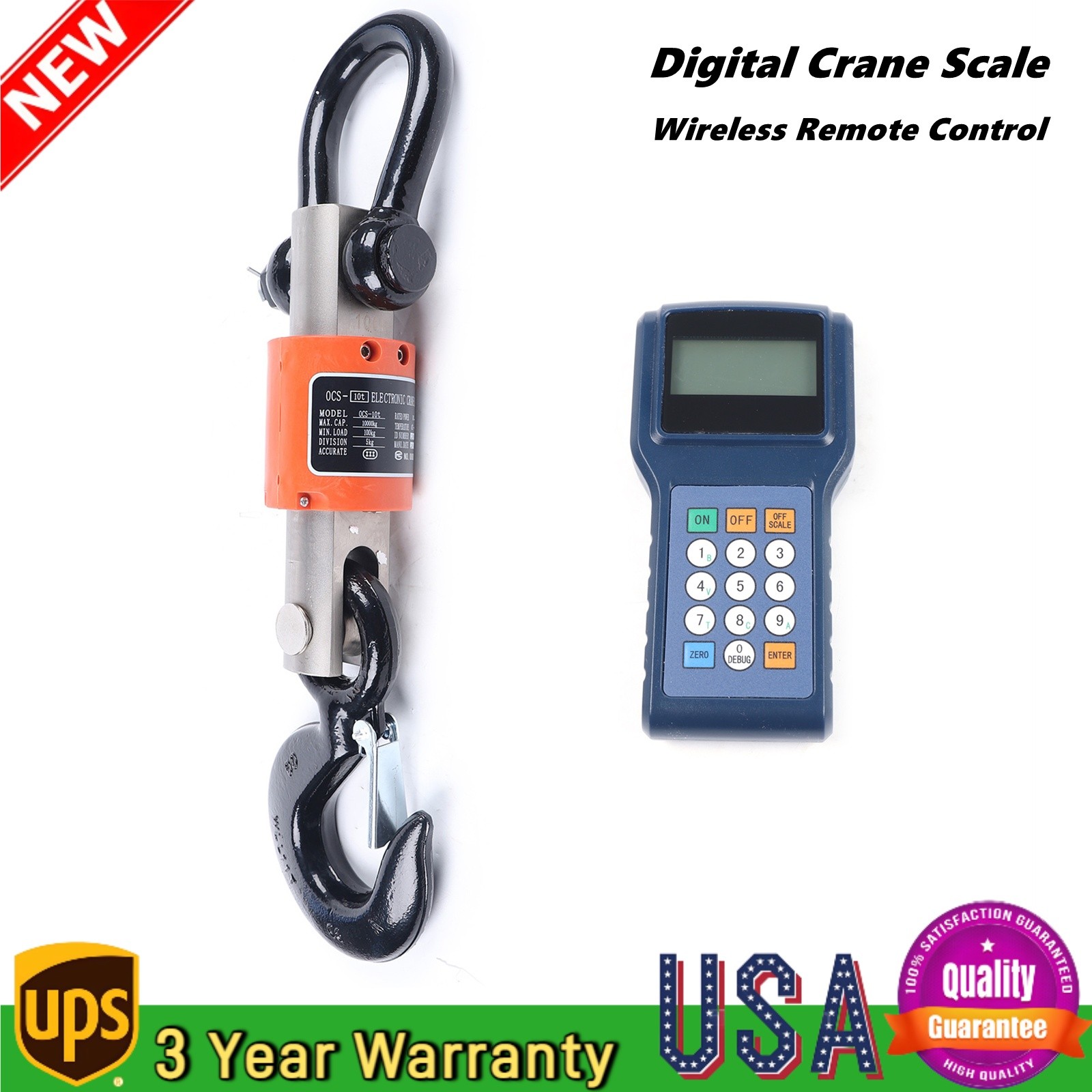 10000kg 10T HD Wireless Electronic Digital Hanging Crane Scale W/ Handheld Meter