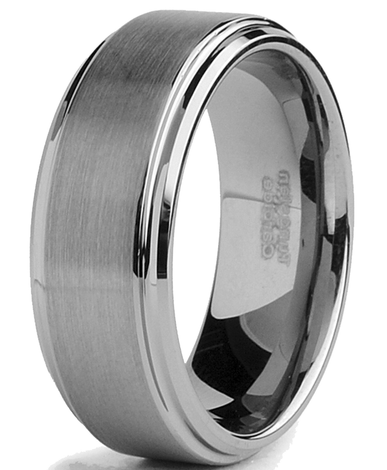 Tungsten Carbide Men's Brushed Finish / High Polish Beveled Edge Ring