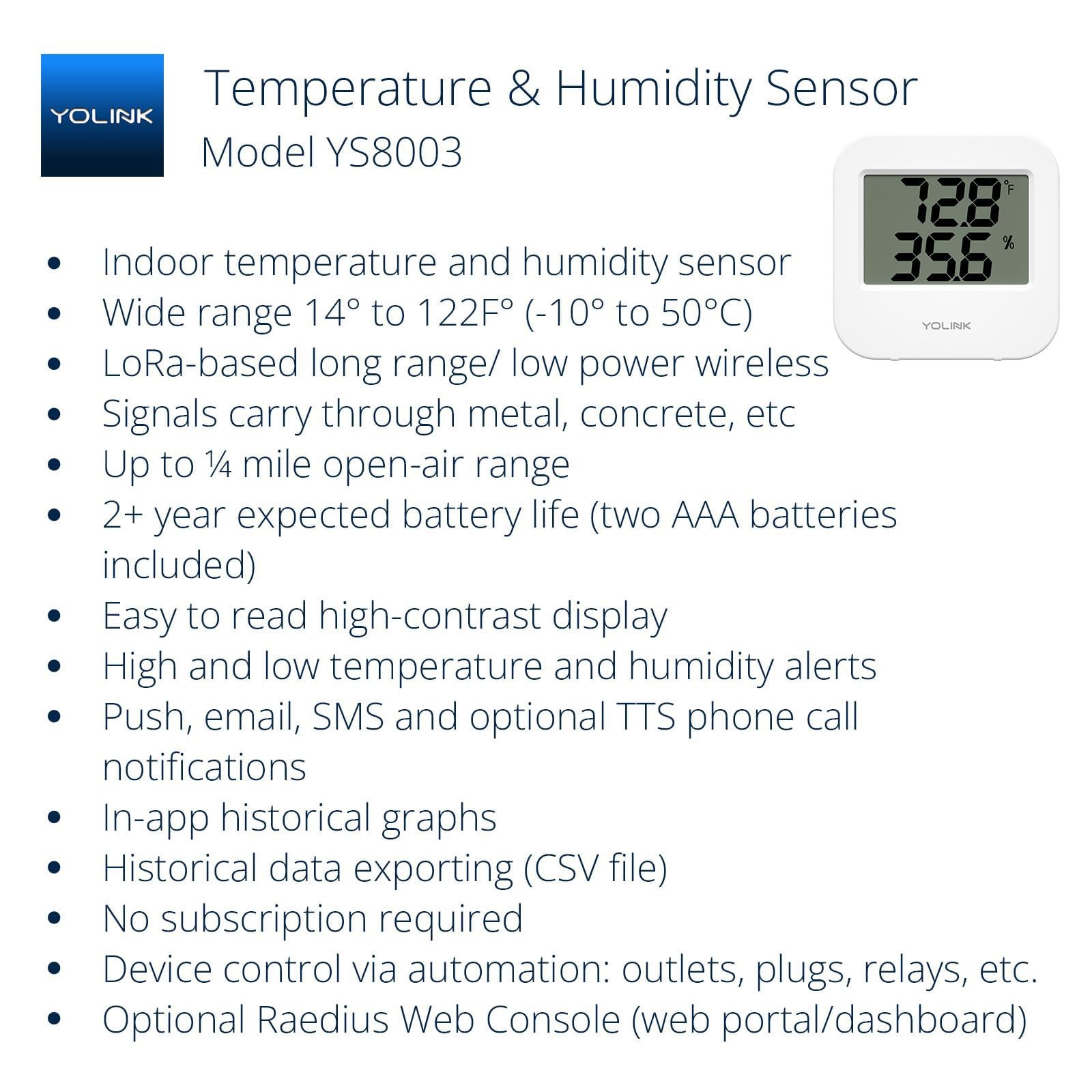 Smart Wireless Temperature & Humidity Sensor, Wide Temp Range for Fridge, Gre...