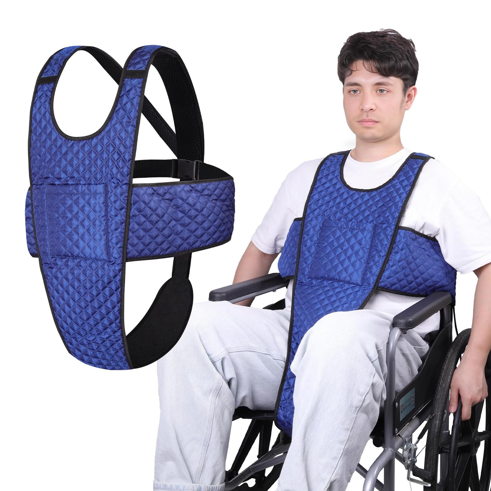 Wheelchair Seatbelt with Pocket,Non-Slip and Drop-Resistant Wheelchair Safety...
