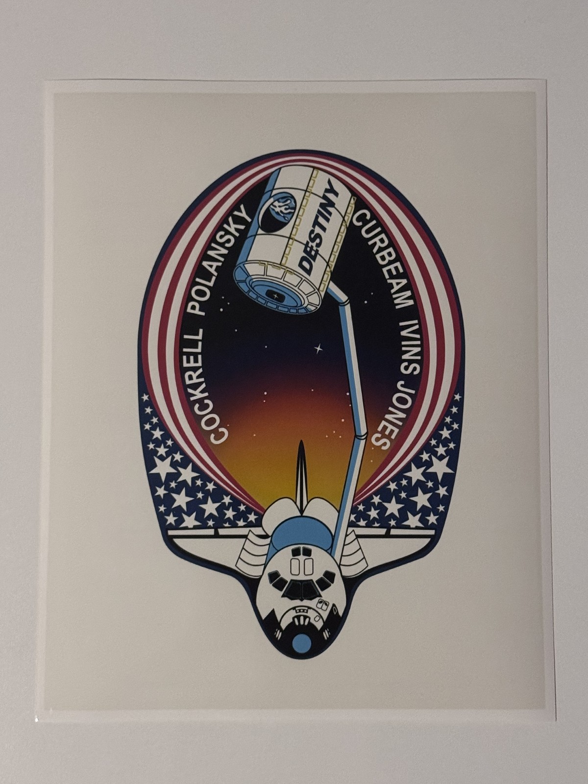 NASA STS-98 Destiny Laboratory Mission Insignia Artwork Press Photo