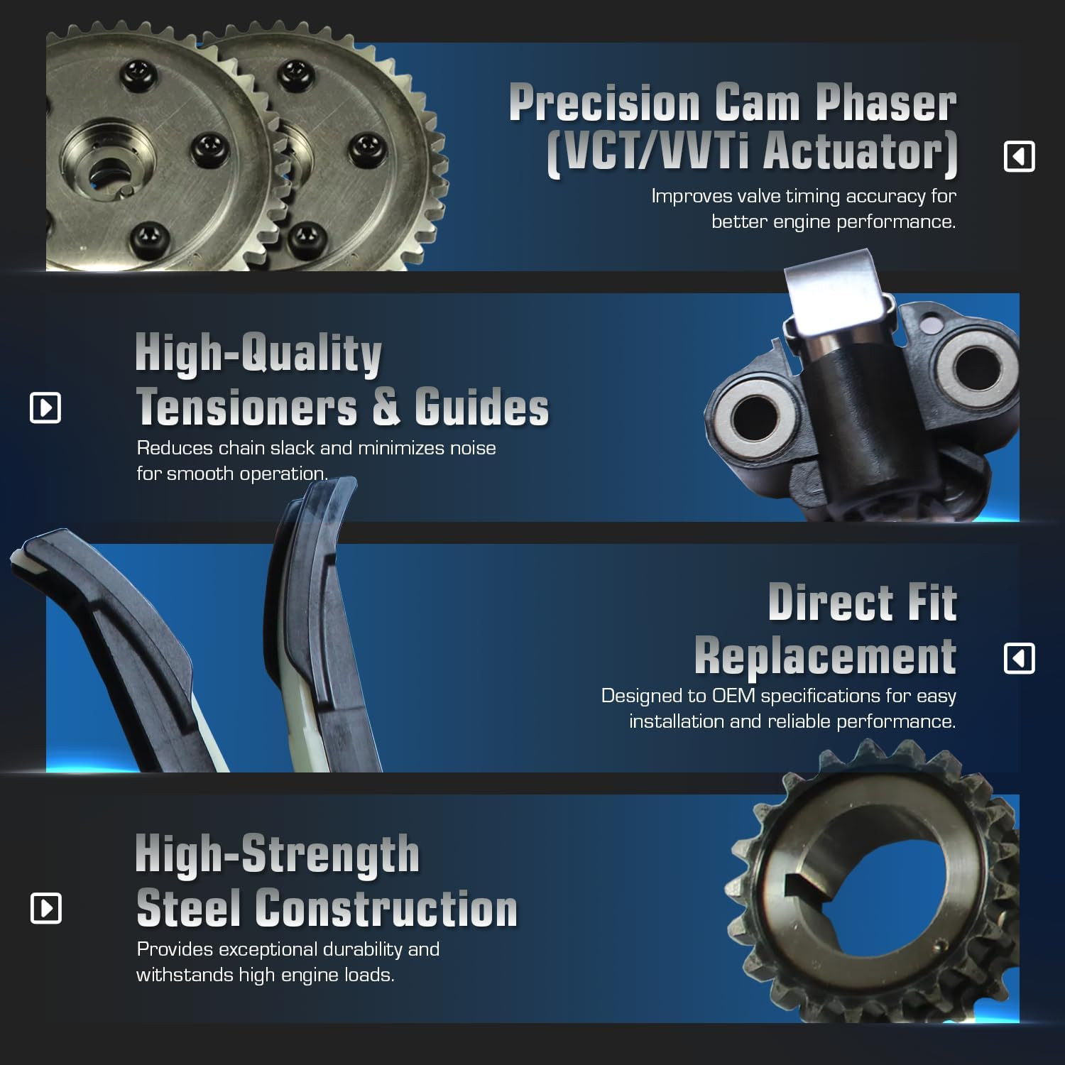 Timing Chain Kit Cam Phaser VCT for Ford F150 F250 Expedition 5.4L Triton 3-Valv