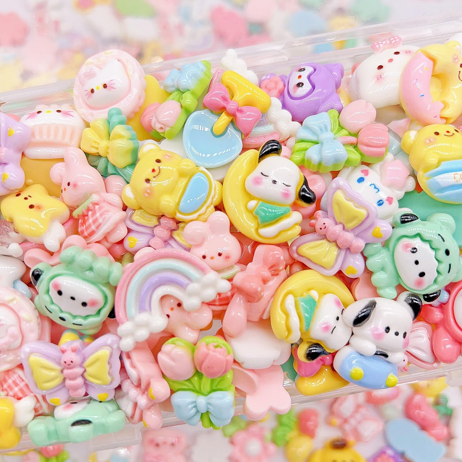 60pcs Embellishments Cute Set, Flat Back Bulk Mixed Resin Ornament Scrapbooki...