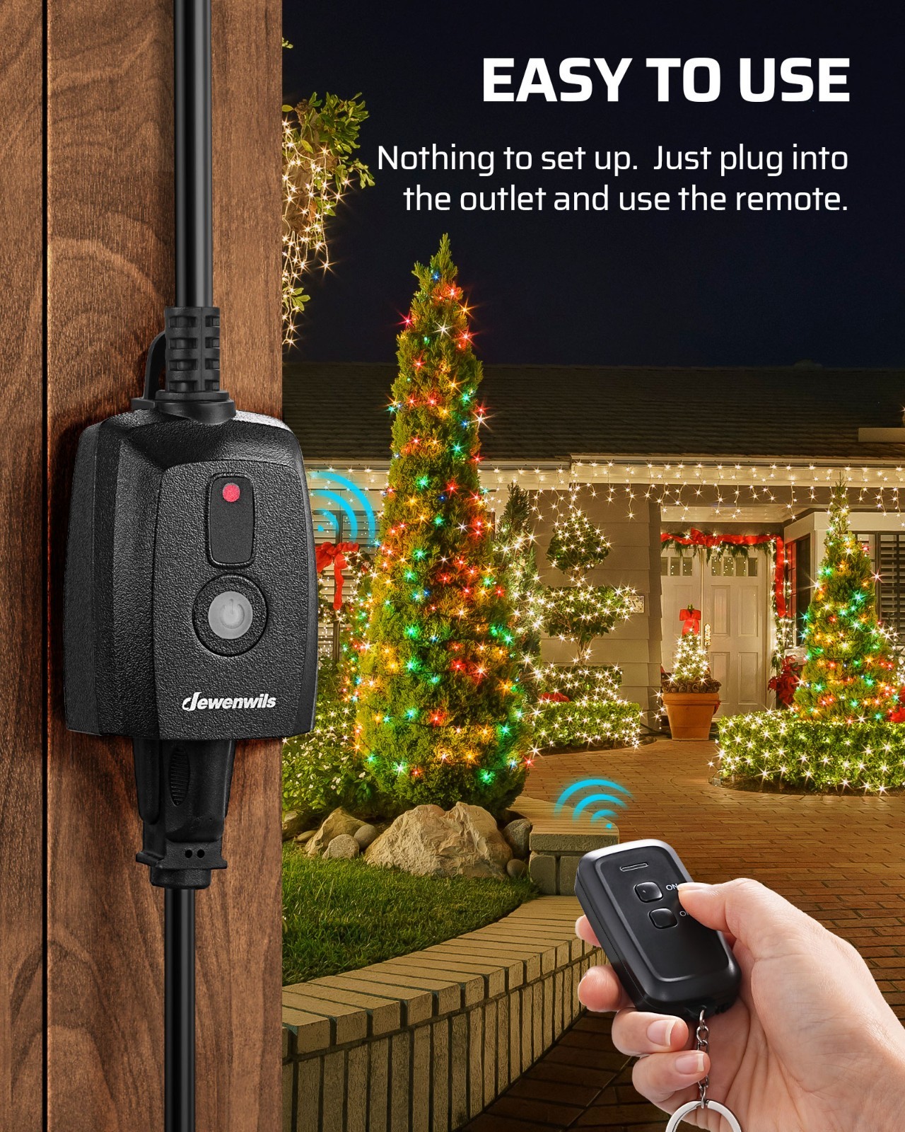 DEWENWILS Outdoor Remote Control Outlet, 125V 15A Wireless Remote Control Switch