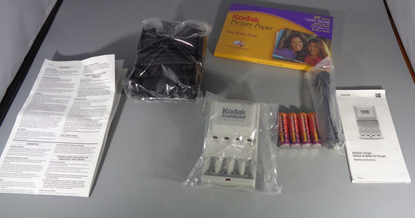 KODAK DIGITAL CAMERA POWER KIT - BATTERY CHARGER, CASE, TRIPOD, PICTURE PAPER