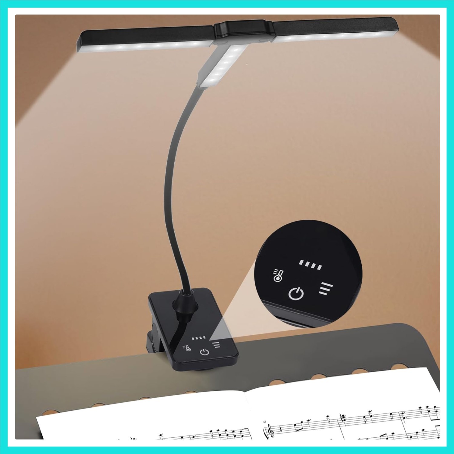Music Stand Lights Clip-on Lamp: Rechargeable Type-C Touch Folding Piano Ligh...