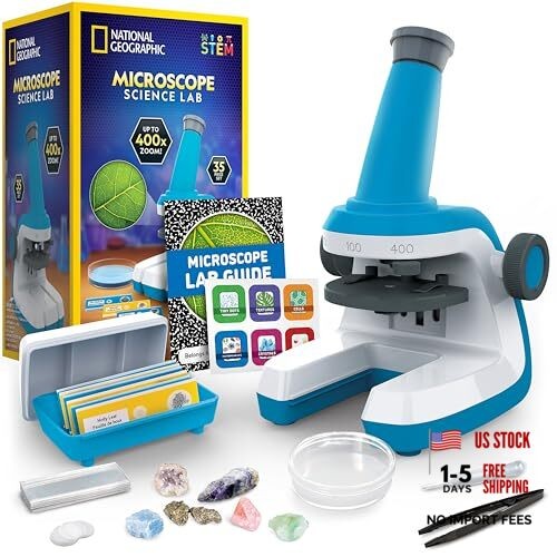 NATIONAL GEOGRAPHIC for Kids - Science Kit with an Easy-to-Use Kids Microscope