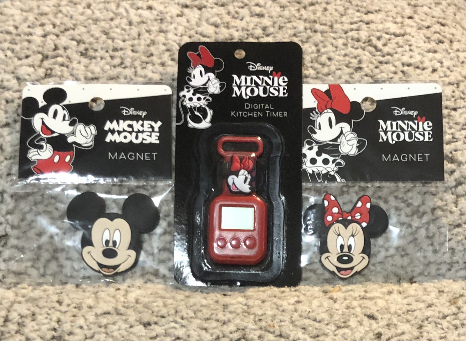 Disney Minnie & Mickey Mouse Magnets & Minnie Digital Kitchen Timer - Set of 3