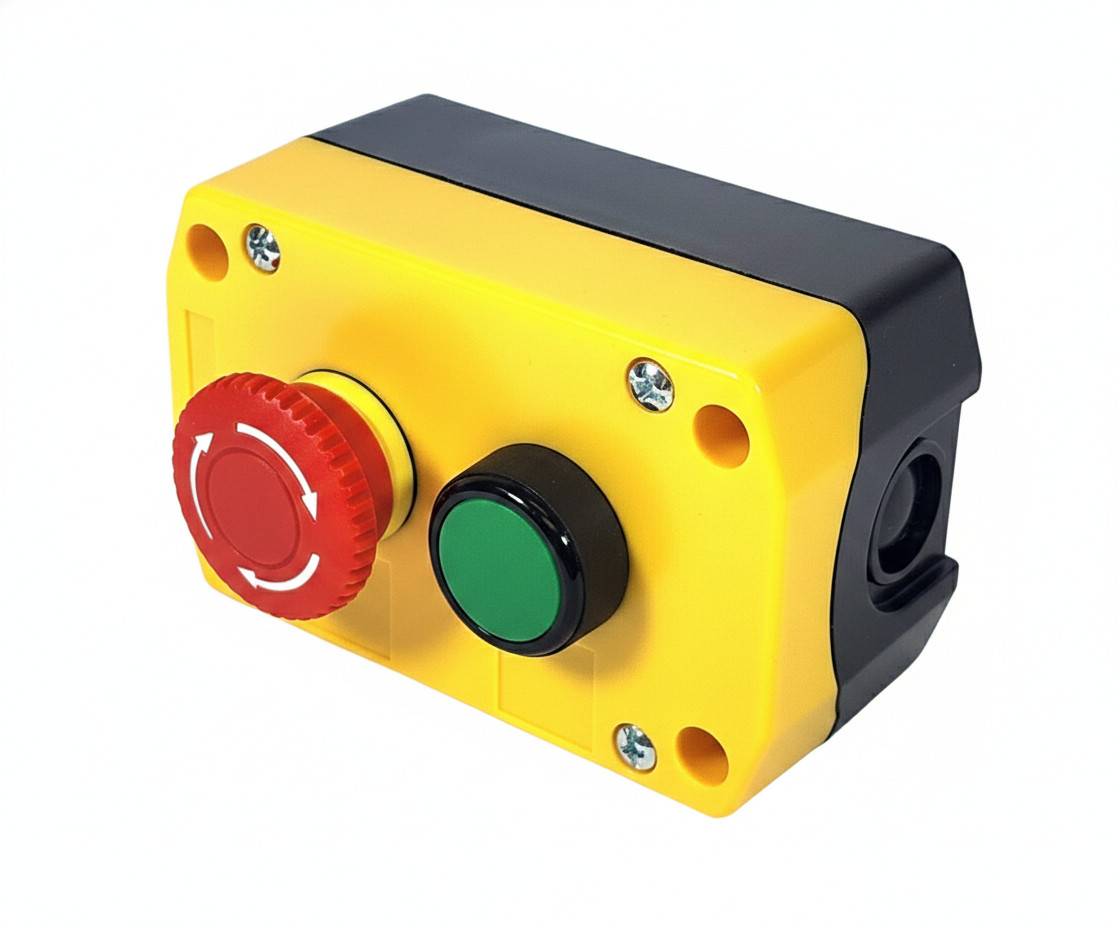 Alpinetech 2 Buttons Control Station - Control Box, E-Stop, Momentary Switches
