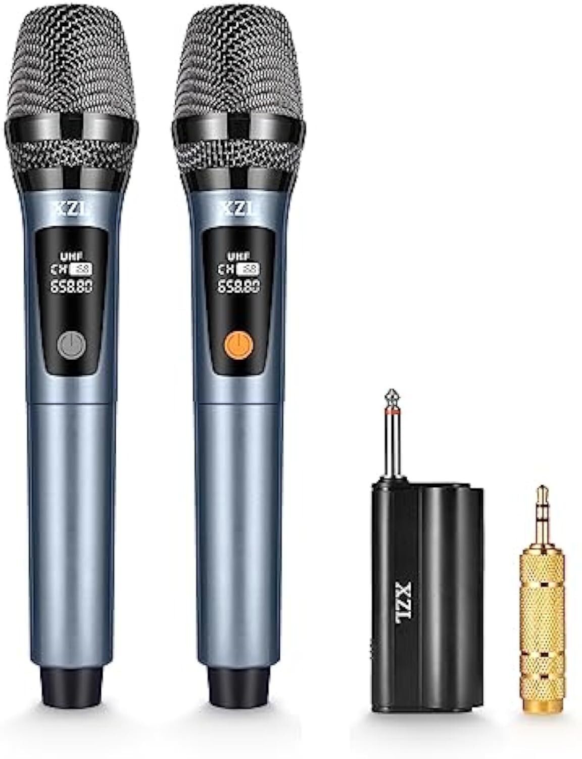 Blue Rechargeable Dual Wireless Microphones for Daily Use