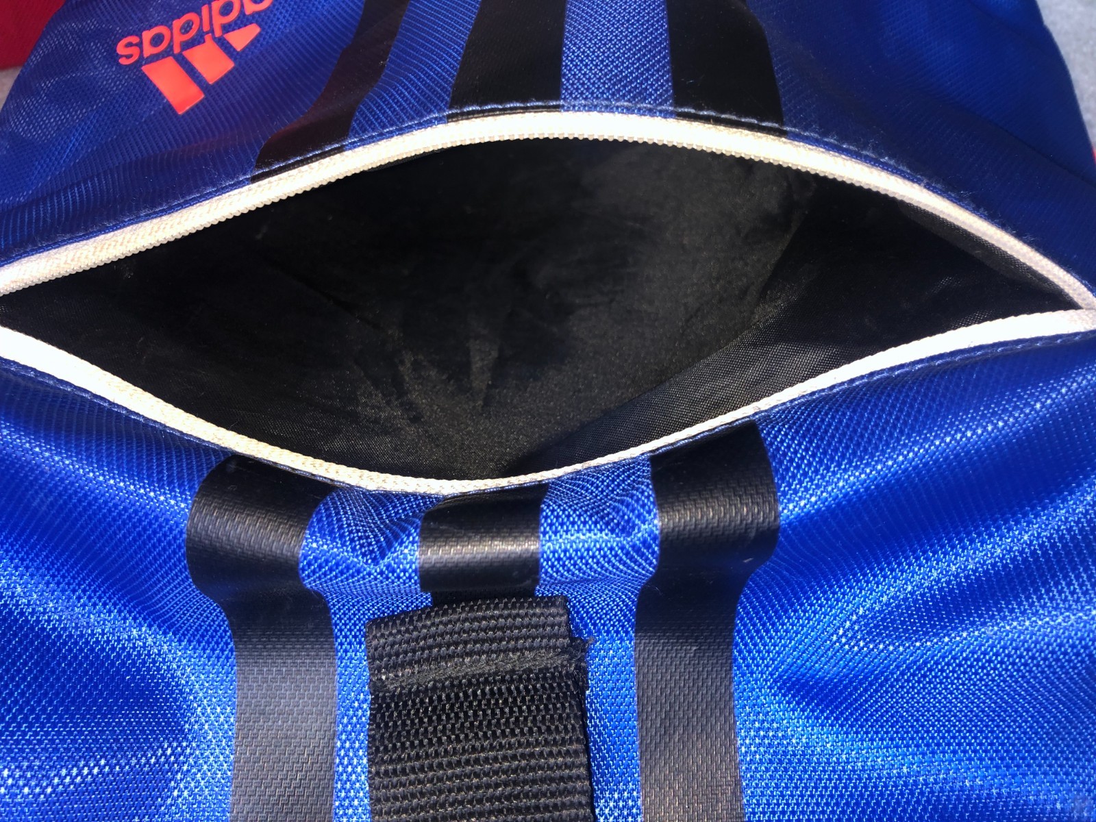 2015 Adidas Drawstring Backpack Gym Bag Blue Black & Lava Red Retro Unique
