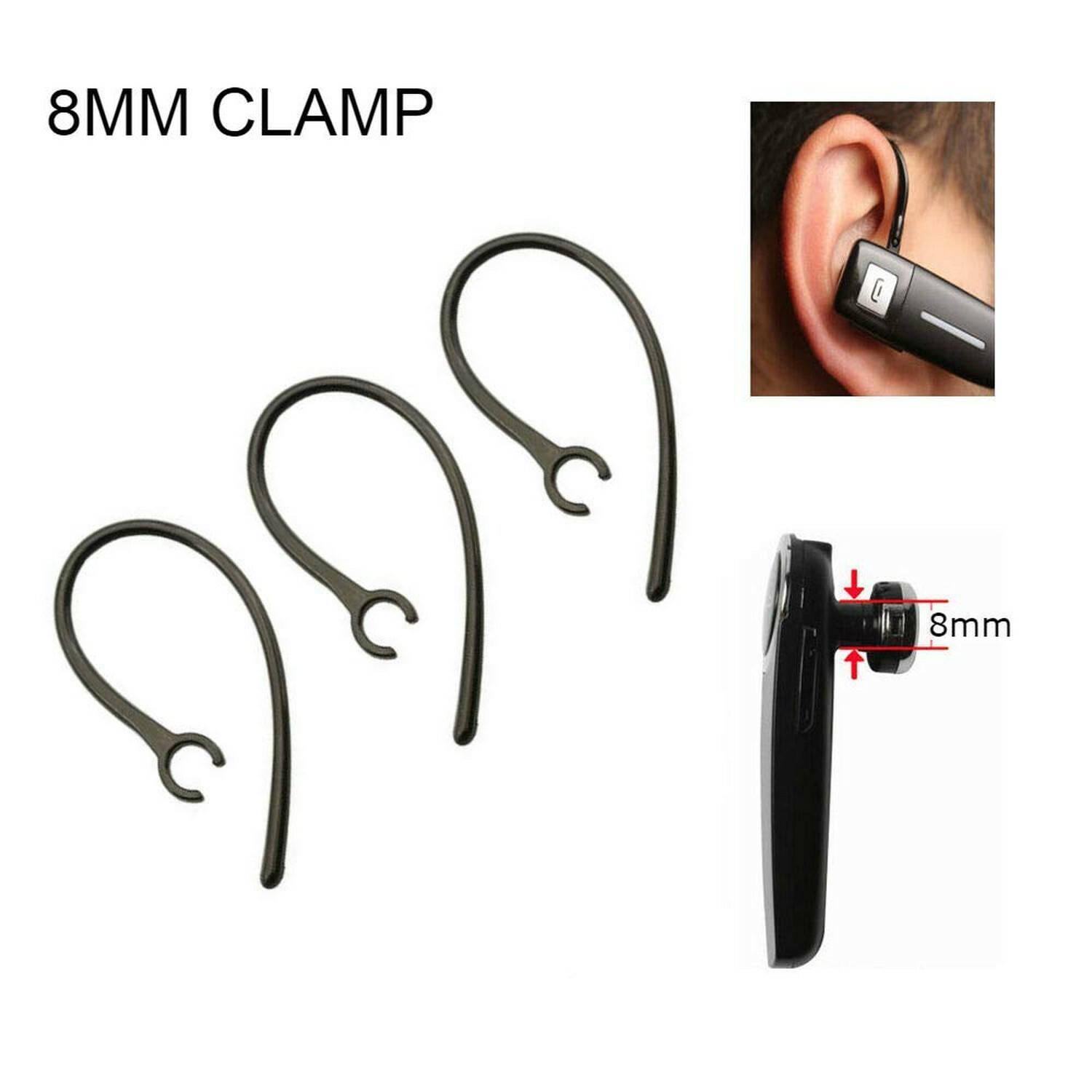 6 Pack Replacement Ear Piece Clamp Bluetooth Ear Hook Loop - Set of 3 PCS Cle...