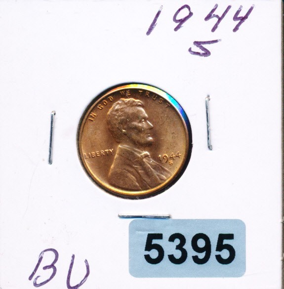 LINCOLN CENTS - 1944-S - GEM RED BU - #5395