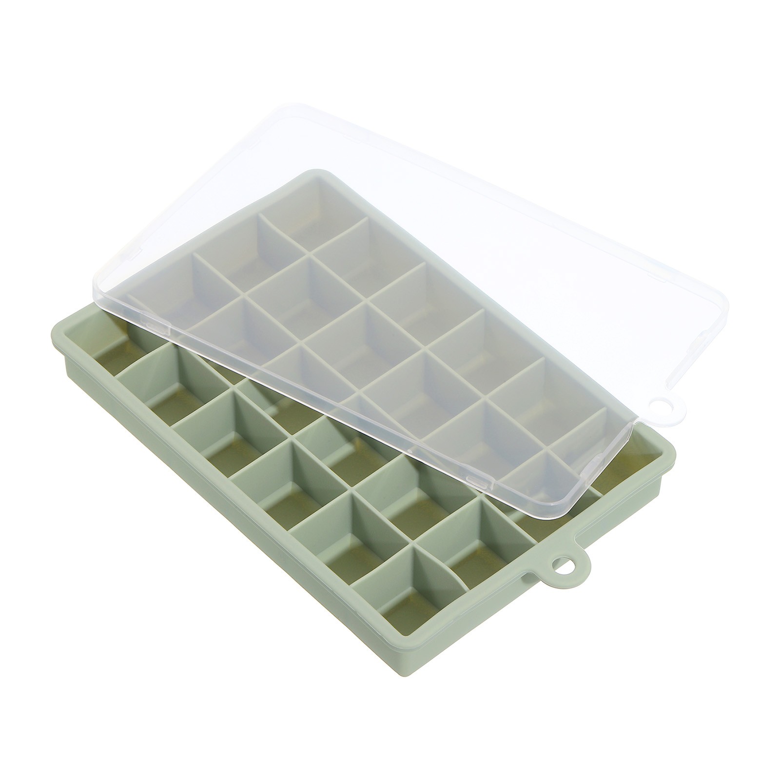 Silicone Tray with Lid for Freezer 24 Cube Per Tray Ice Green