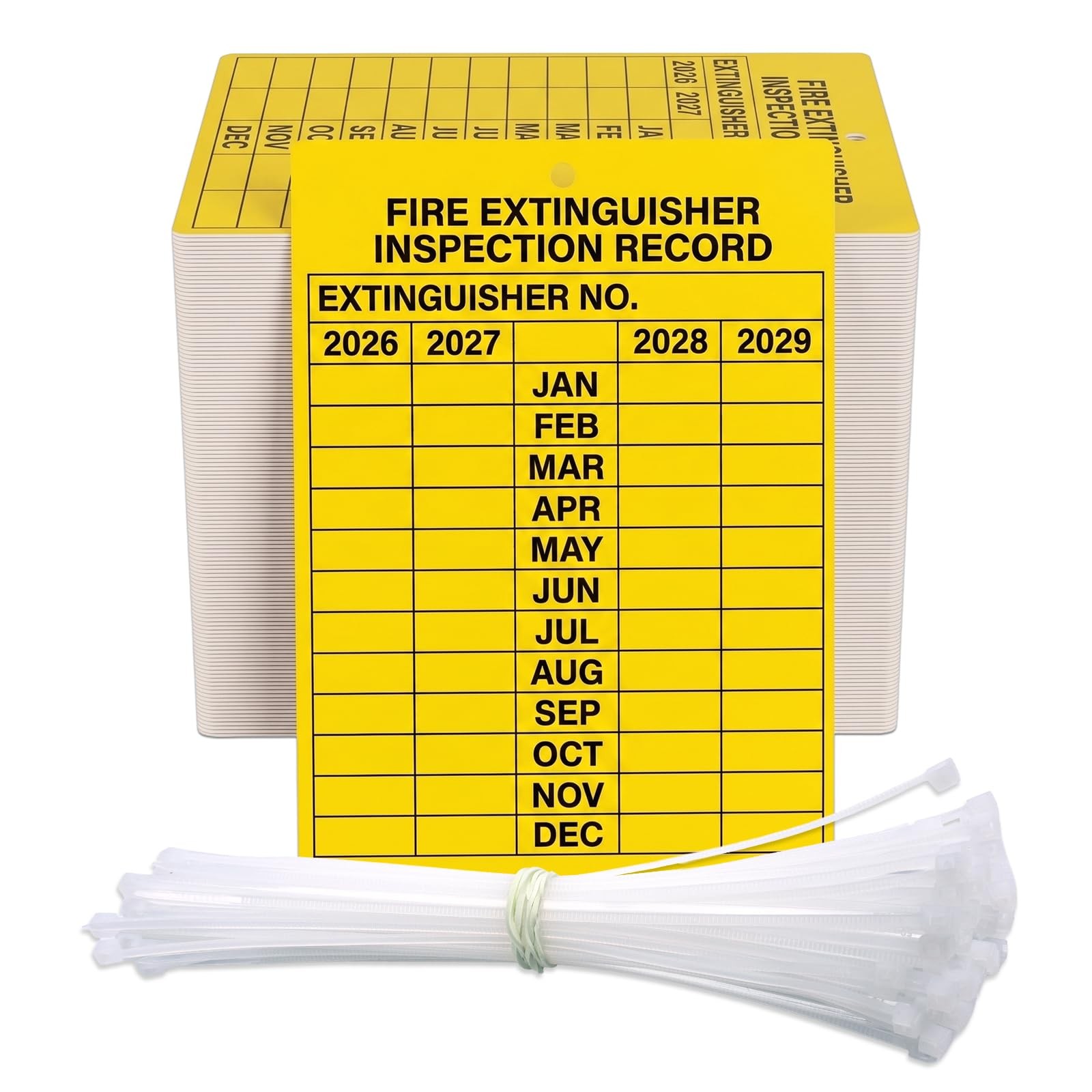 Anobell 100 Sets Fire Extinguisher Tags 2026-2029 3"x2.25" Heavy-Duty PVC