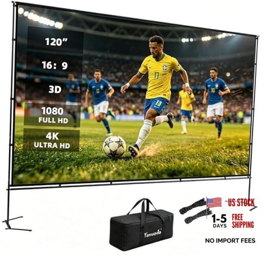 120 Inch Projector Screen with Stand - 4K HD 16:9 Portable Outdoor Y-PS-120inch