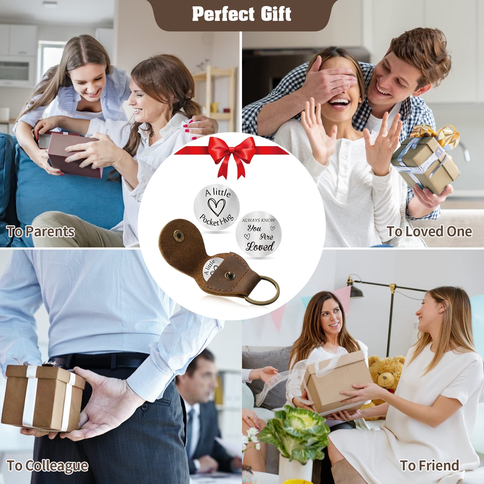 Pocket Hug Token Long Distance Relationship Keepsake, Double Sided Message En...