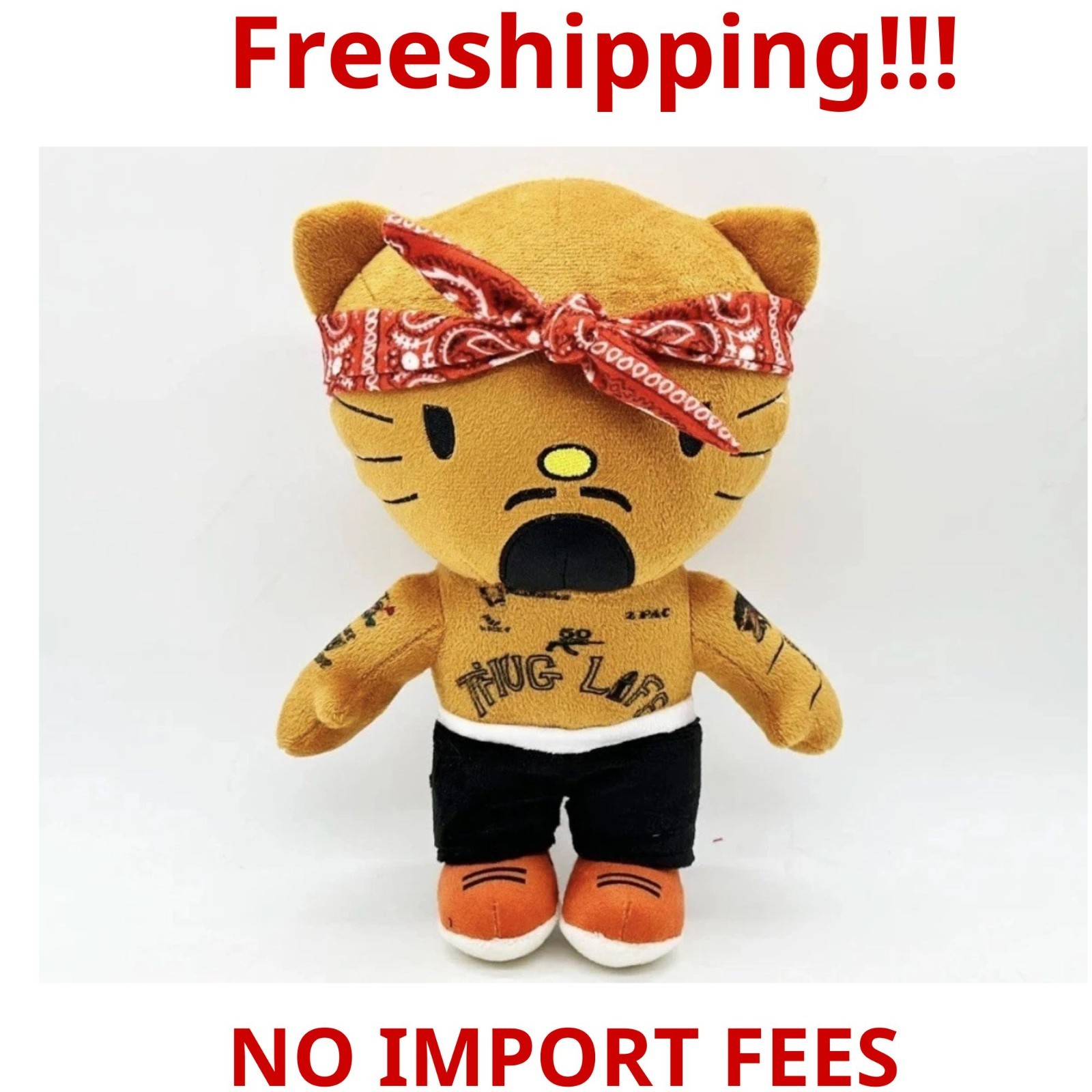 10" Tupac Shakur Plush Toy, Rapper Crossover Doll Collectible Gift