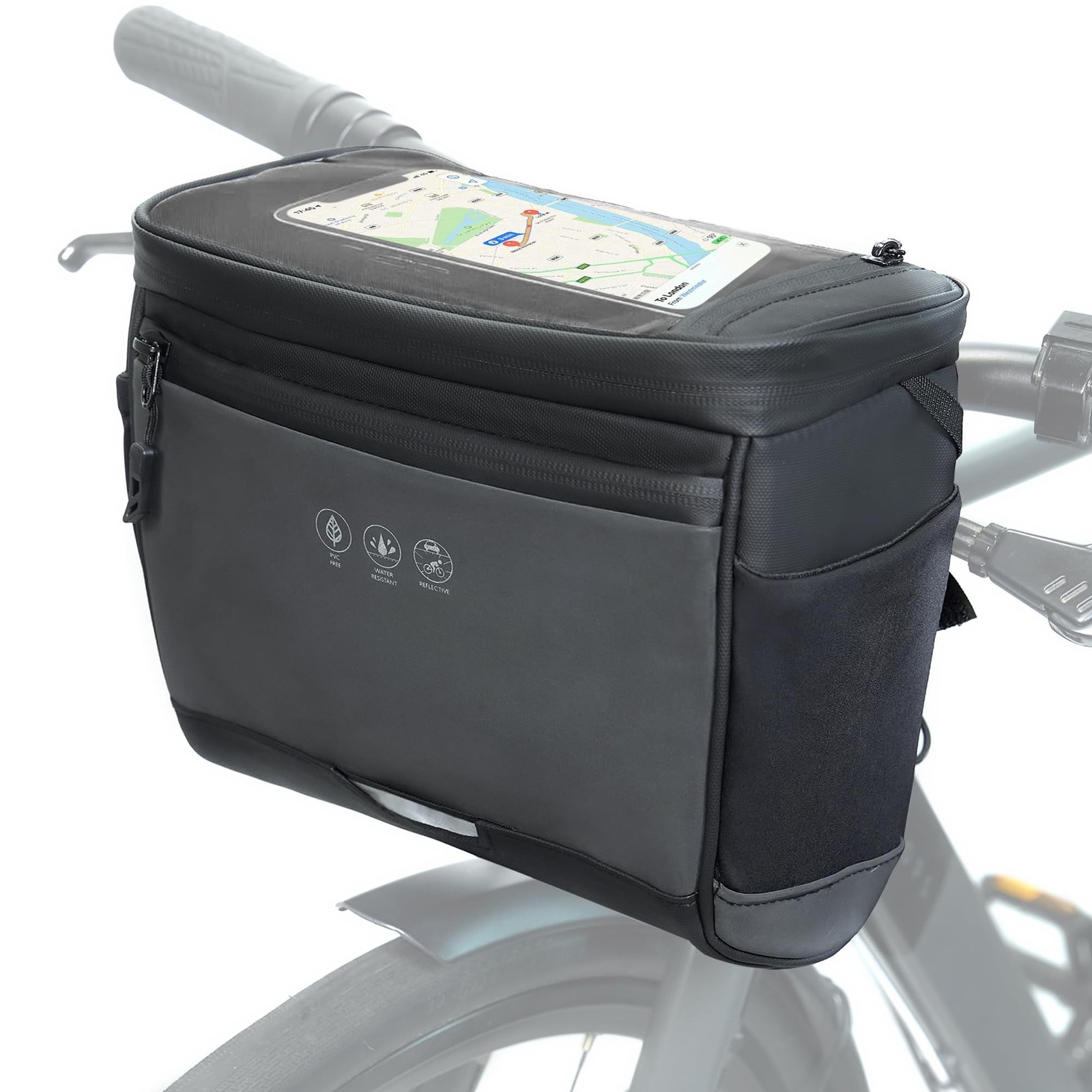 Bike Handlebar Bag with Rain Cover, Bicycle Front Phone Bag with Touch Screen...