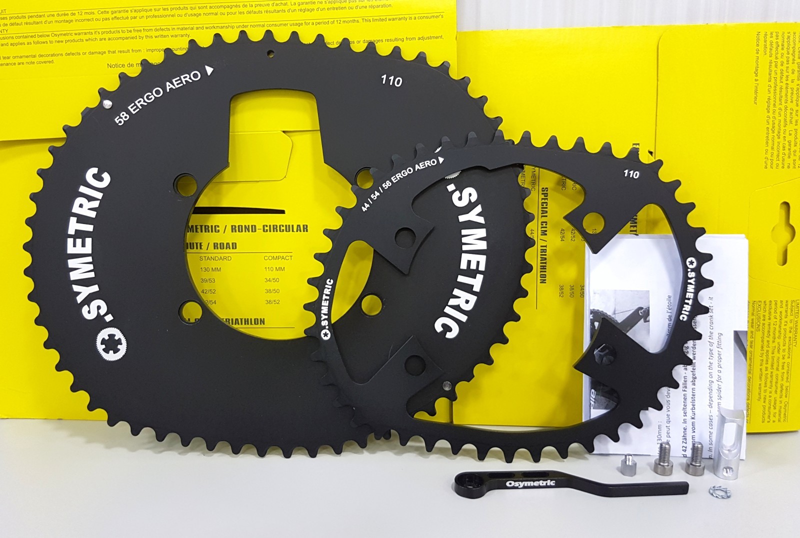 Osymetric ERGO Aerosymetric BCD110mm 4Bolt 54T+44T / 58T+44T Chainring Set Black