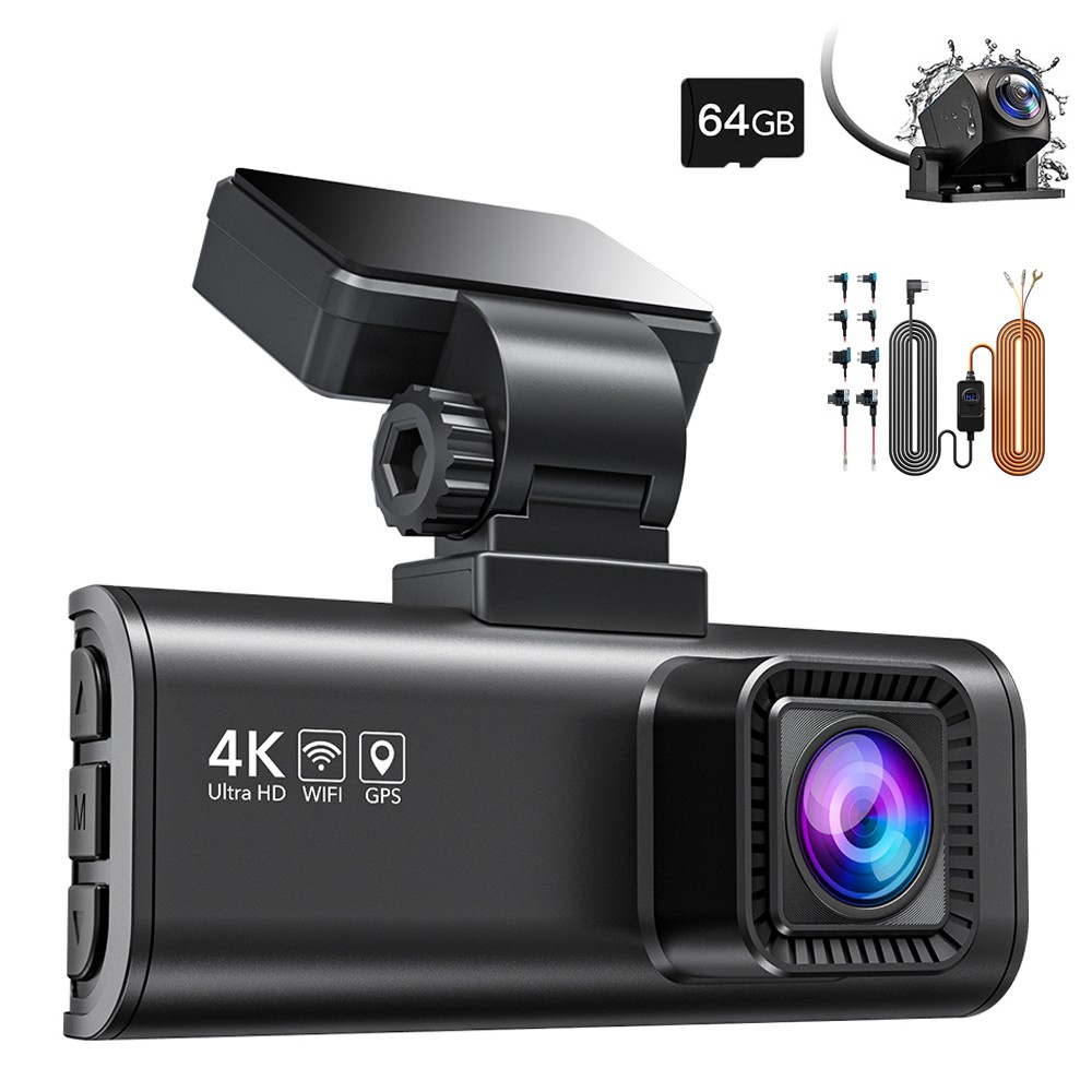 REDTIGER 4K F7N Dash Cam 64GB Card Front and Hardwire Kit and Rear Dash Cam