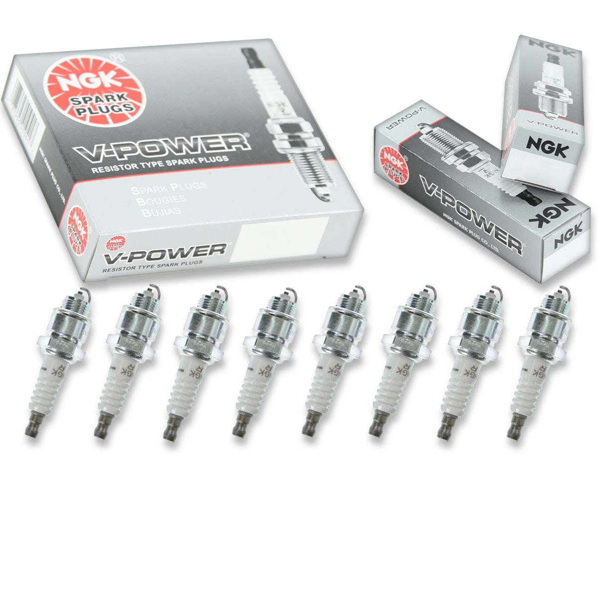 8 pcs NGK V-Power Spark Plugs for 1976-1979 Dodge CB300 6.6L 7.2L V8 - pu