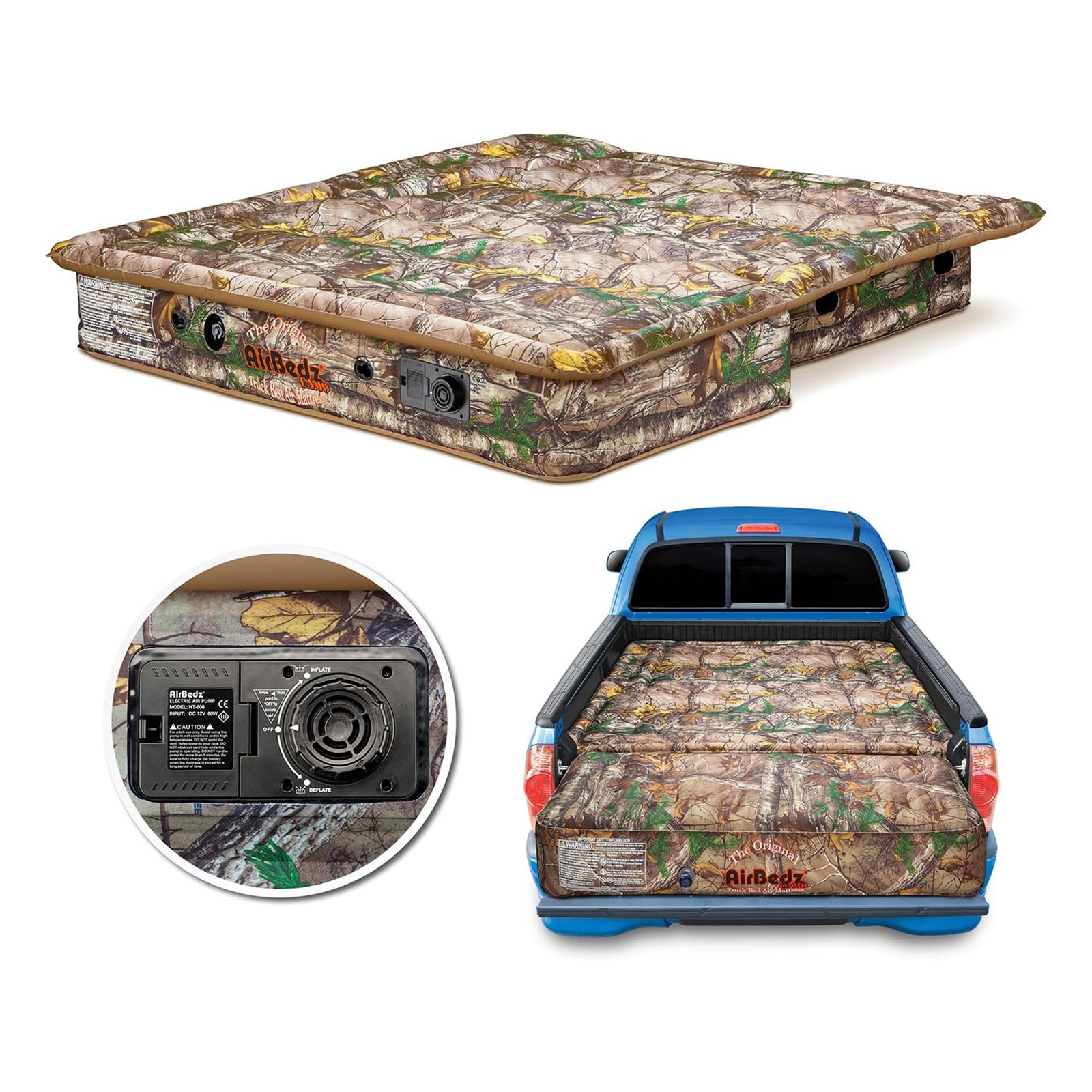 Pittman Outdoors Truck Bed Air Mattress with Pump for Short Truck Beds, 5', Camo