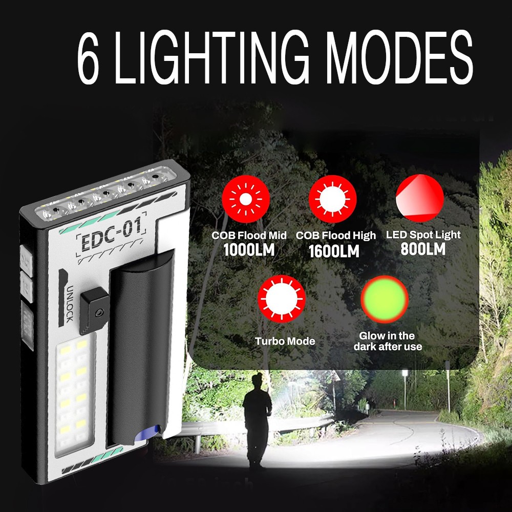 Portable Mini Pocket LED Flashlight Magnetic USB Rechargeable Torch Light Work