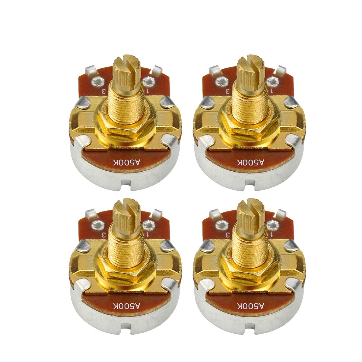 4PCS Bass Guitar Big A500K Potentiometers Pots Audio Taper Copper Long Shaft