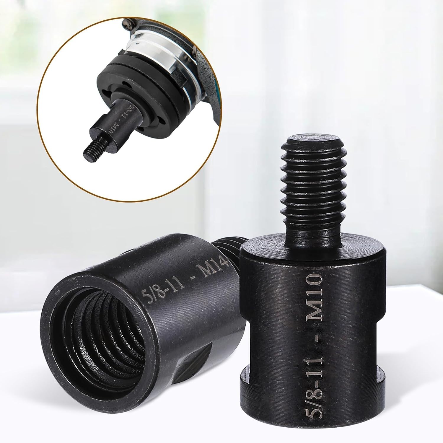 Heavy-Duty Angle Grinder Thread Adapter: 5/8"-11 to M10/M14 for Versatile Use